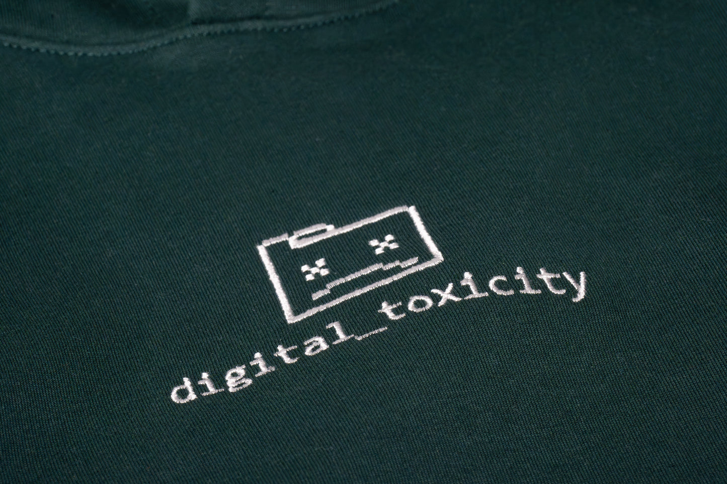 "digital_toxicity" Pine Green Hoodie