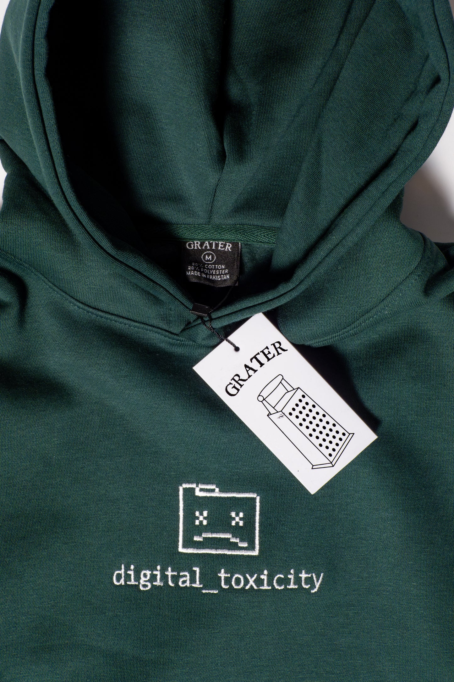 "digital_toxicity" Pine Green Hoodie