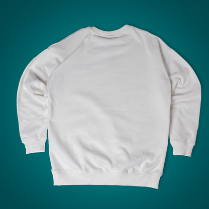 Pure White Flower Crew Neck Sweatshirt