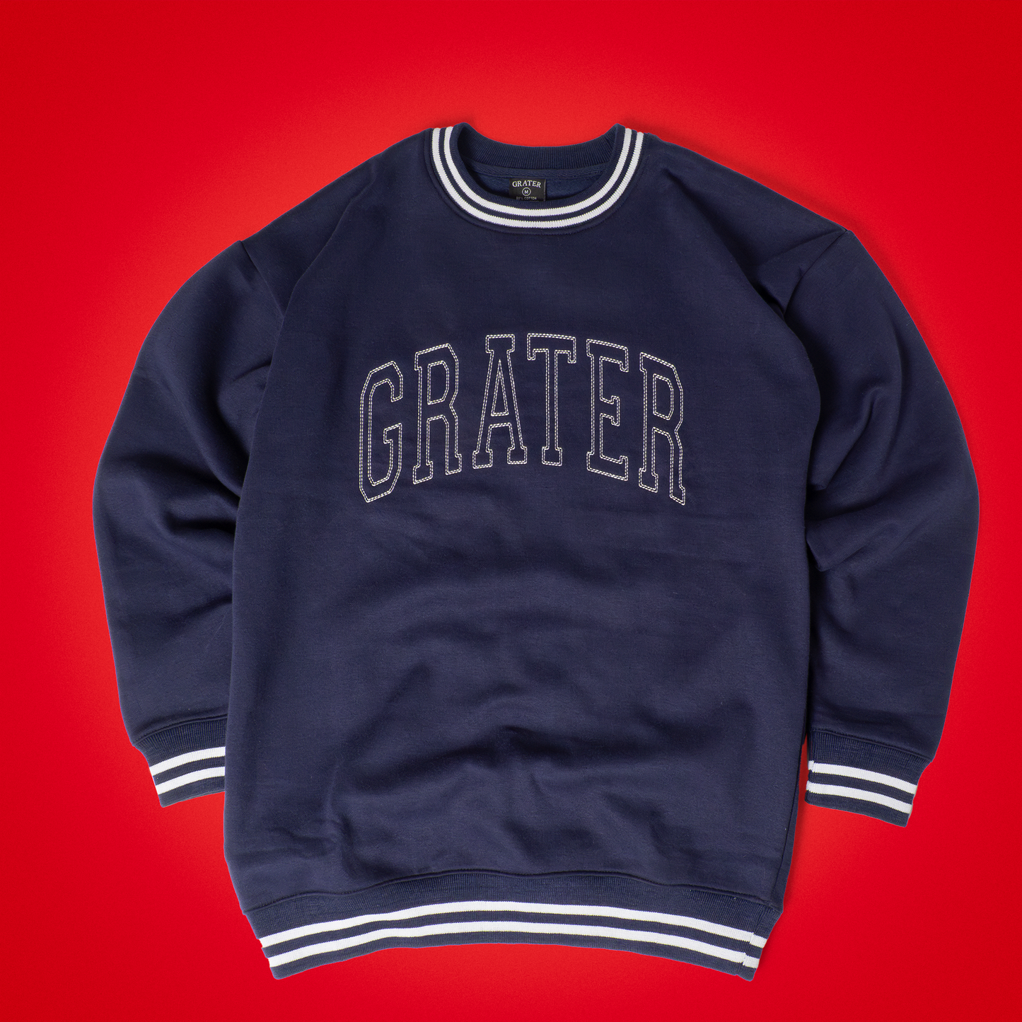 Navy Blue Varsity Crew Neck Sweatshirt
