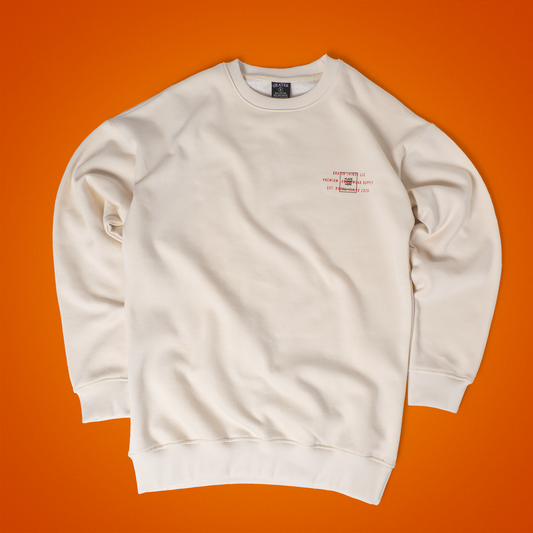 Butter Cream Stamp Crew Neck Sweatshirt