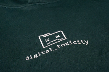 "digital_toxicity" Pine Green Hoodie