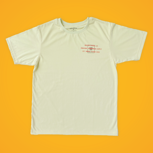 Soft cream-colored t-shirt with ‘Creme of the Crop’ embroidered on the chest, lightweight and breathable with a relaxed fit – a cheeky cheese pun essential from the Grater Things collection.